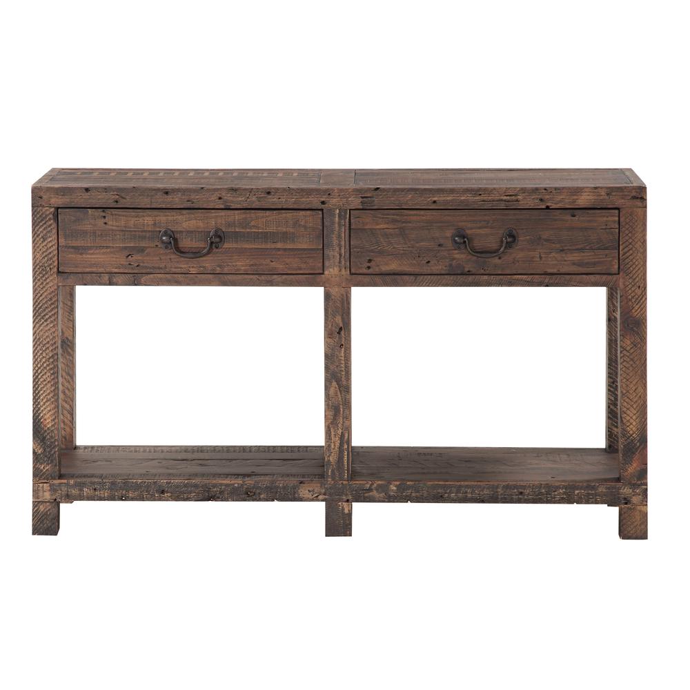 Craster Reclaimed Wood Console Table in Smoky Taupe. Picture 4