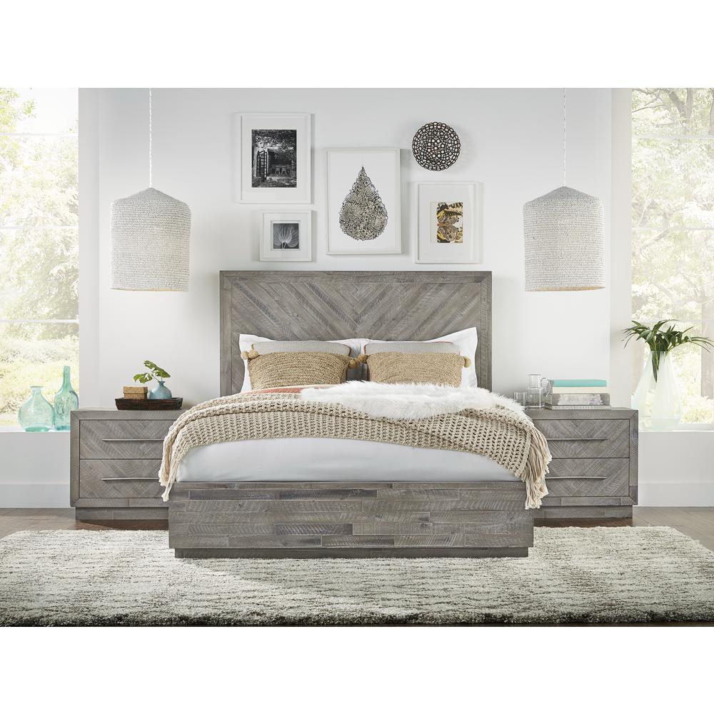 Alexandra Solid Wood Platform Bed in Rustic Latte. Picture 1