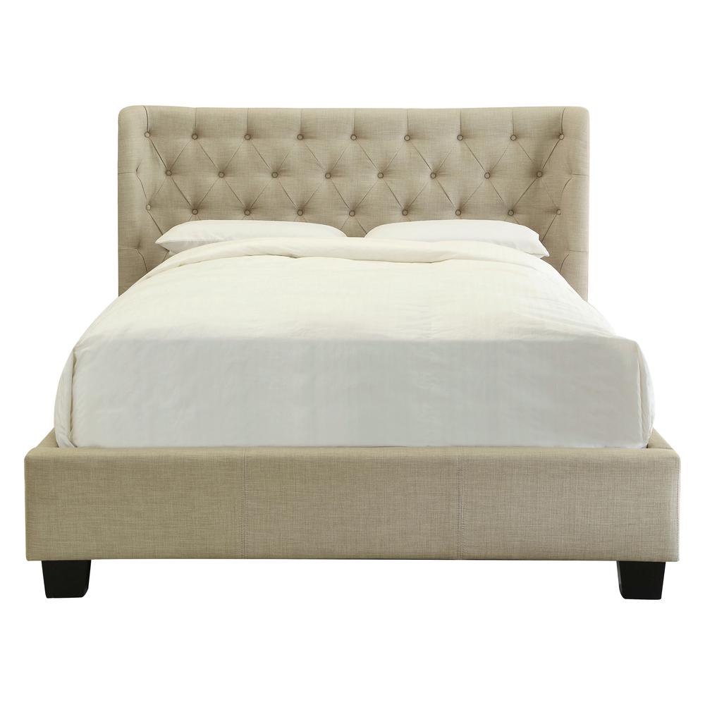 Levi Tufted Platform Bed in Toast Linen. Picture 5
