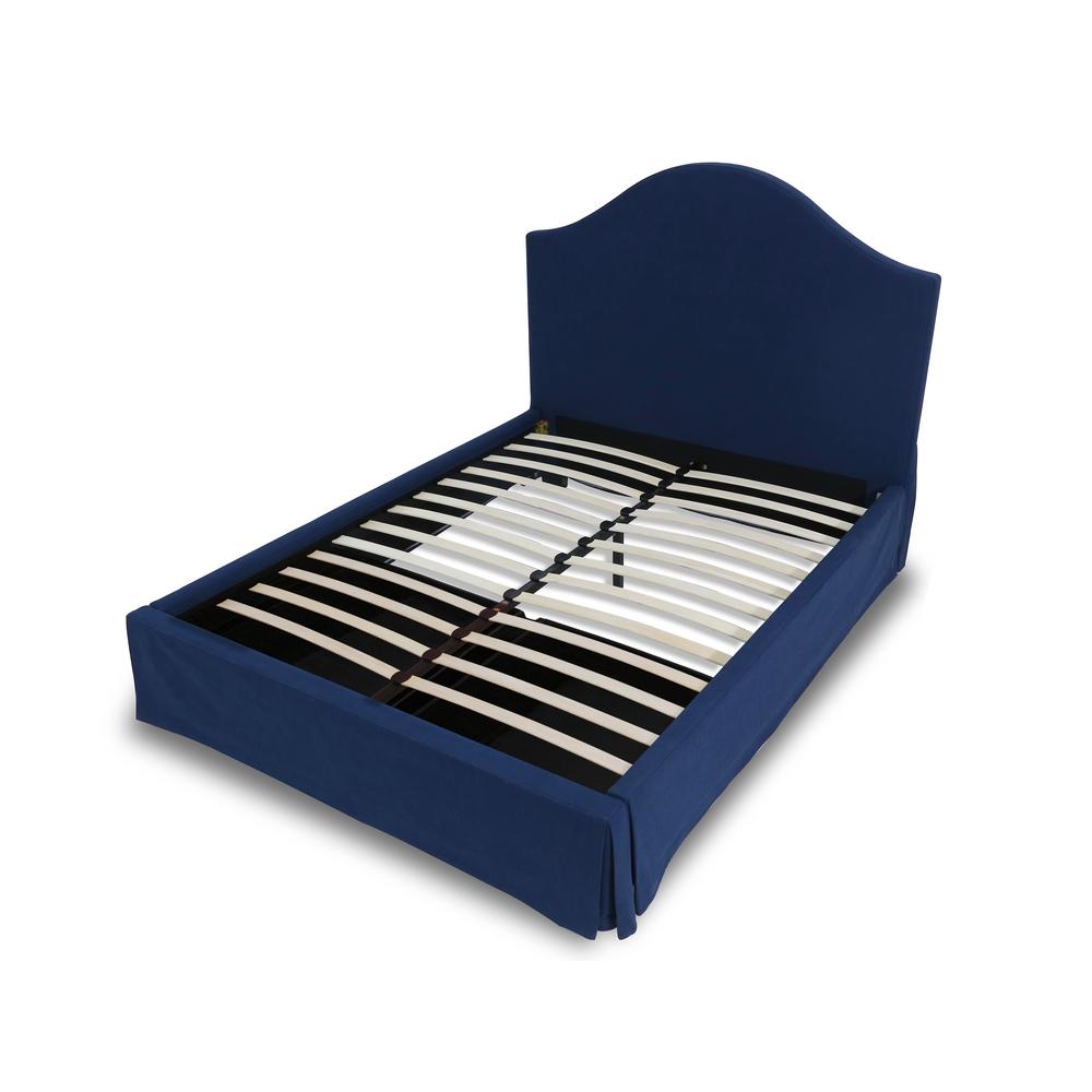 Sur Skirted Footboard Storage Panel Bed in Navy. Picture 7
