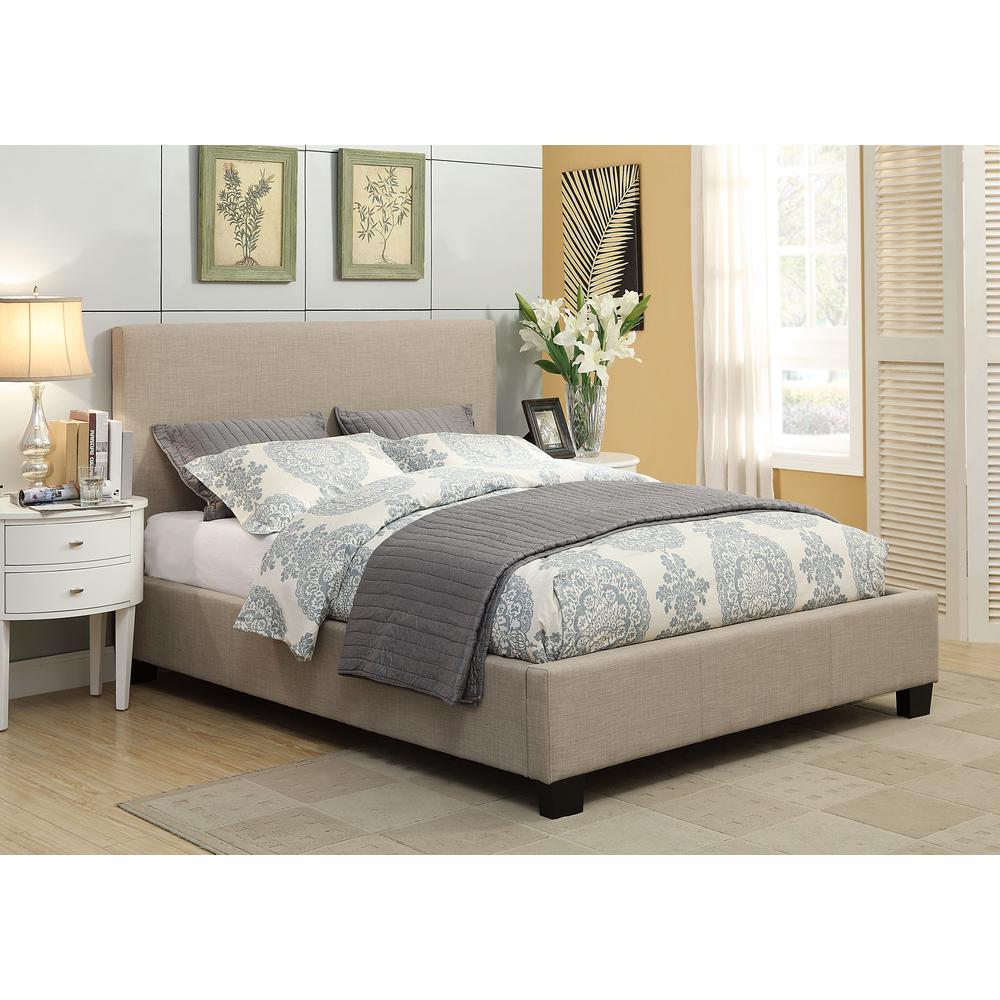 Saint Pierre Upholstered Platform Bed in Toast Linen. Picture 1