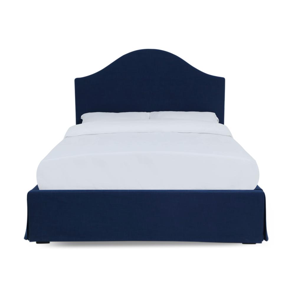 Sur Skirted Footboard Storage Panel Bed in Navy. Picture 5