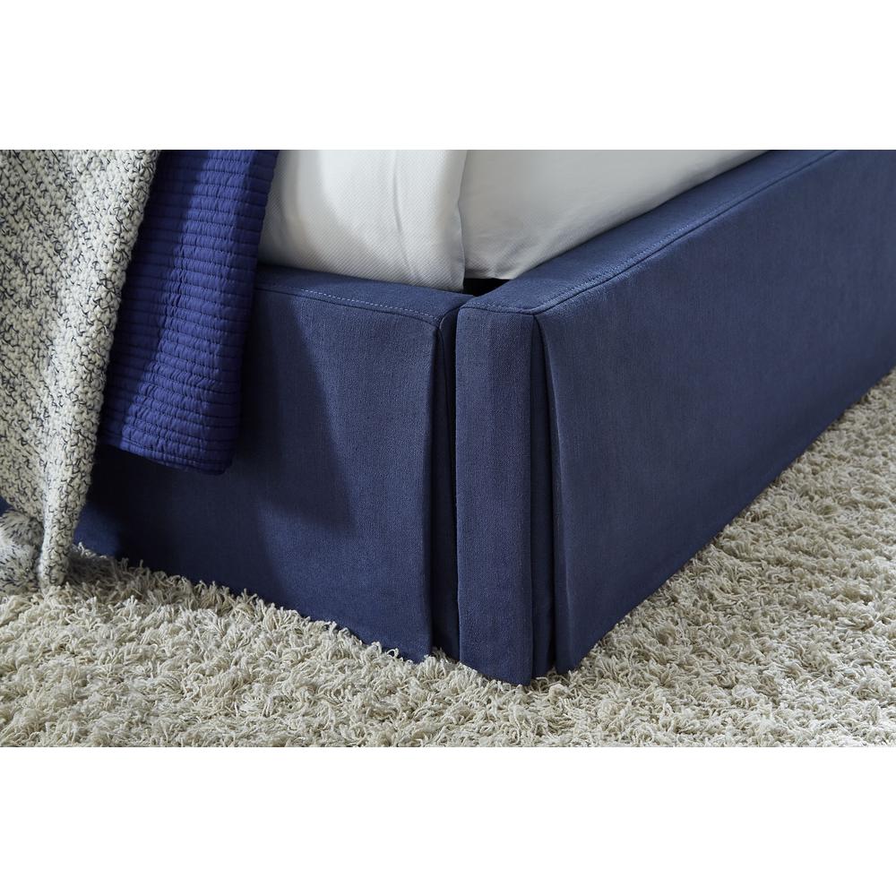 Sur Skirted Footboard Storage Panel Bed in Navy. Picture 3