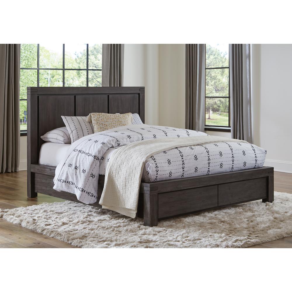 Meadow Solid Wood Footboard Storage Bed in Graphite. Picture 1