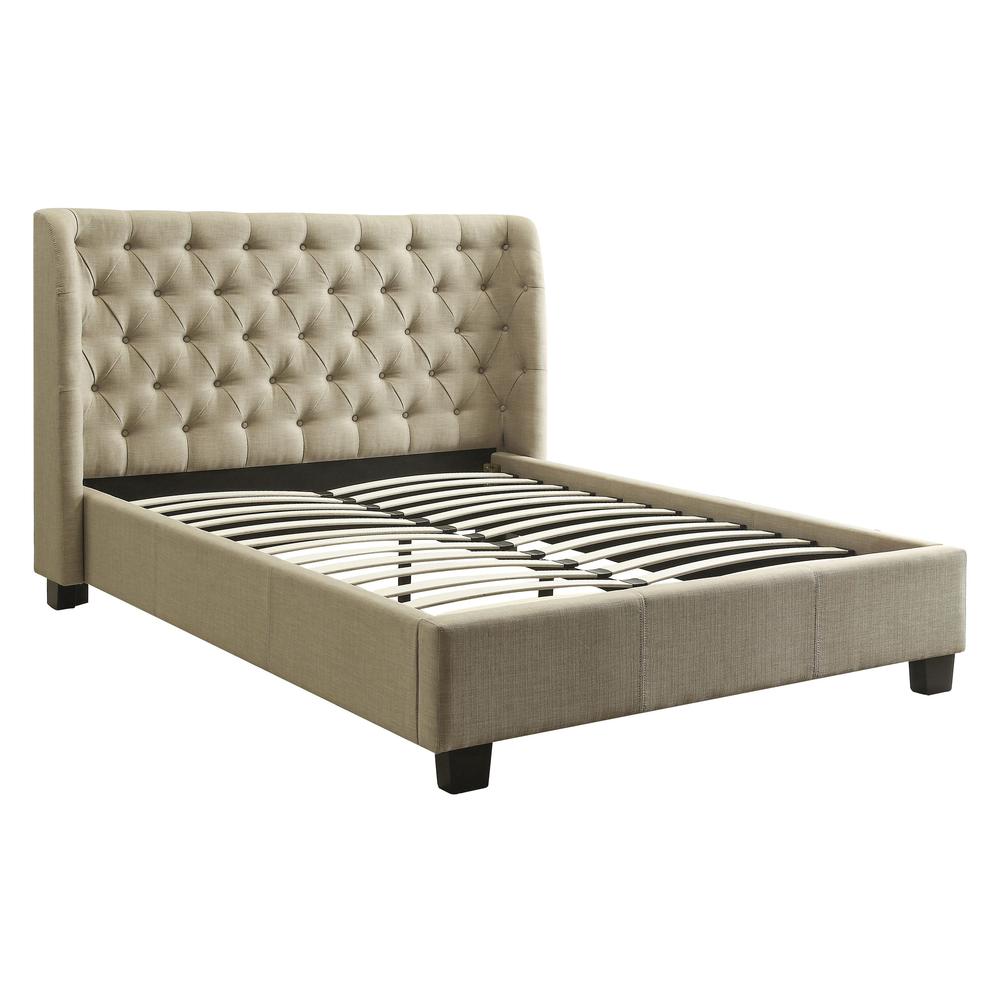 Levi Tufted Platform Bed in Toast Linen. Picture 8