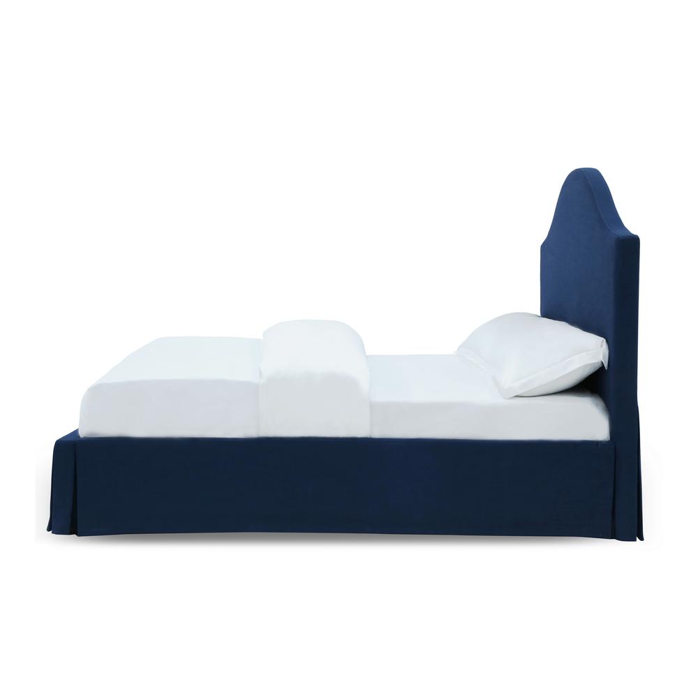 Sur Skirted Footboard Storage Panel Bed in Navy. Picture 6