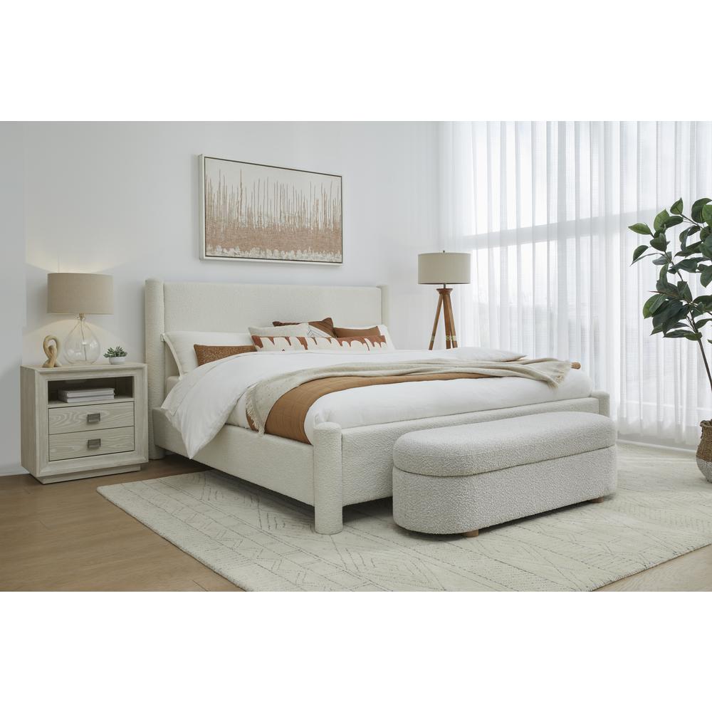 Burke Upholstered Platform Bed in Cottage Cheese Boucle. Picture 1