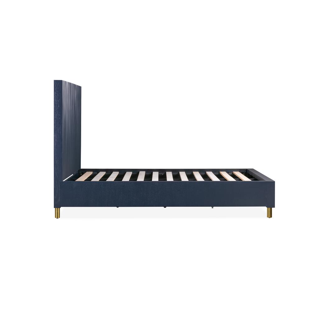 Argento Wave-Patterned Bed in Navy Blue and Burnished Brass. Picture 8