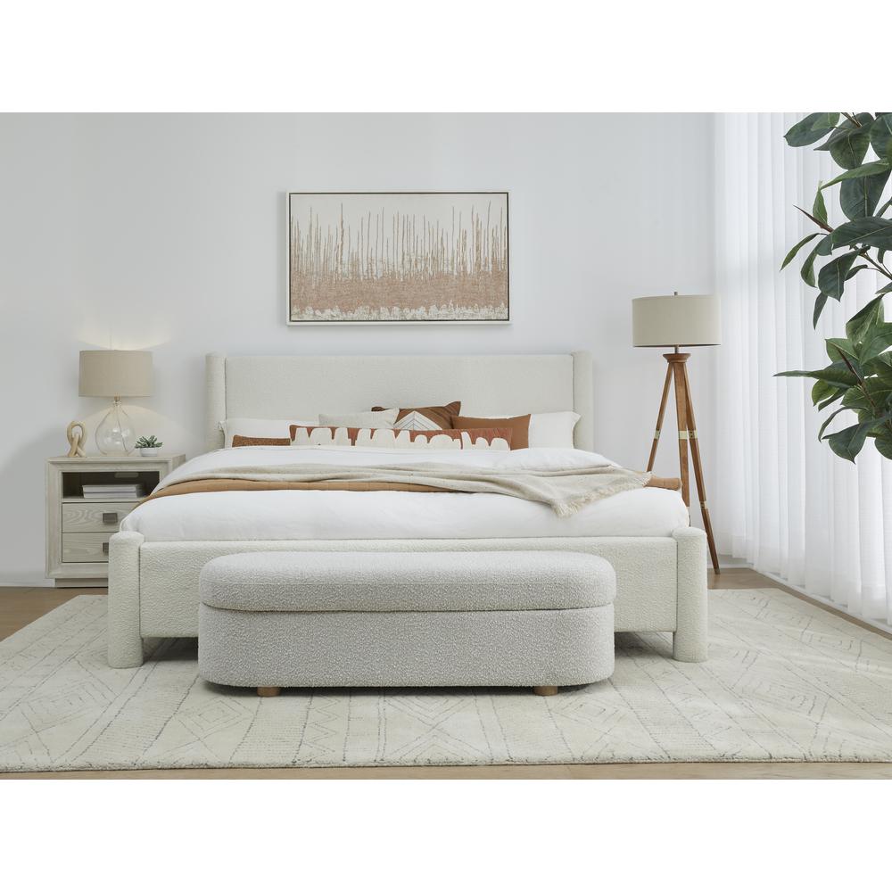 Burke Upholstered Platform Bed in Cottage Cheese Boucle. Picture 2