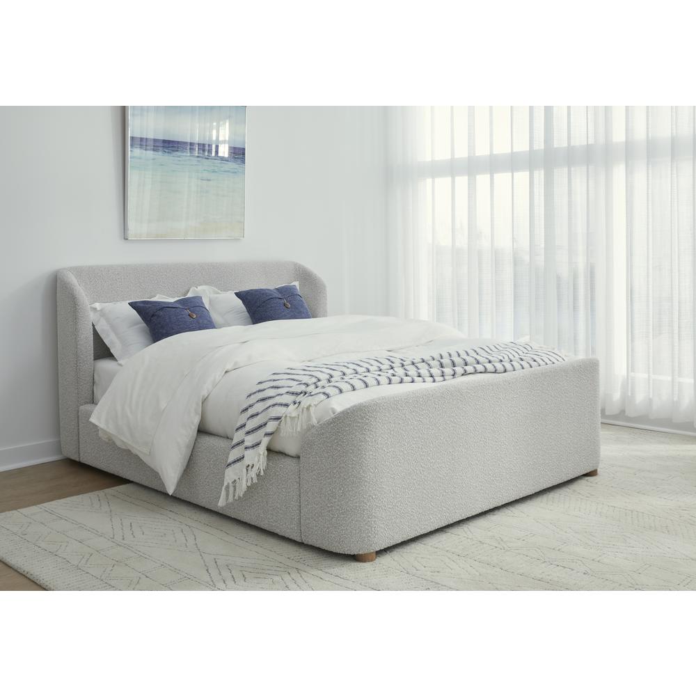 Kiki Upholstered Platform Bed in Cotton Ball Boucle. Picture 3