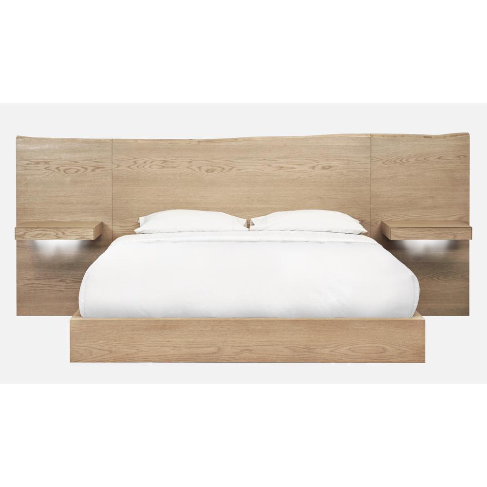 One Coastal Modern Live Edge Wall Bed with Floating Nightstands in Bisque. Picture 1