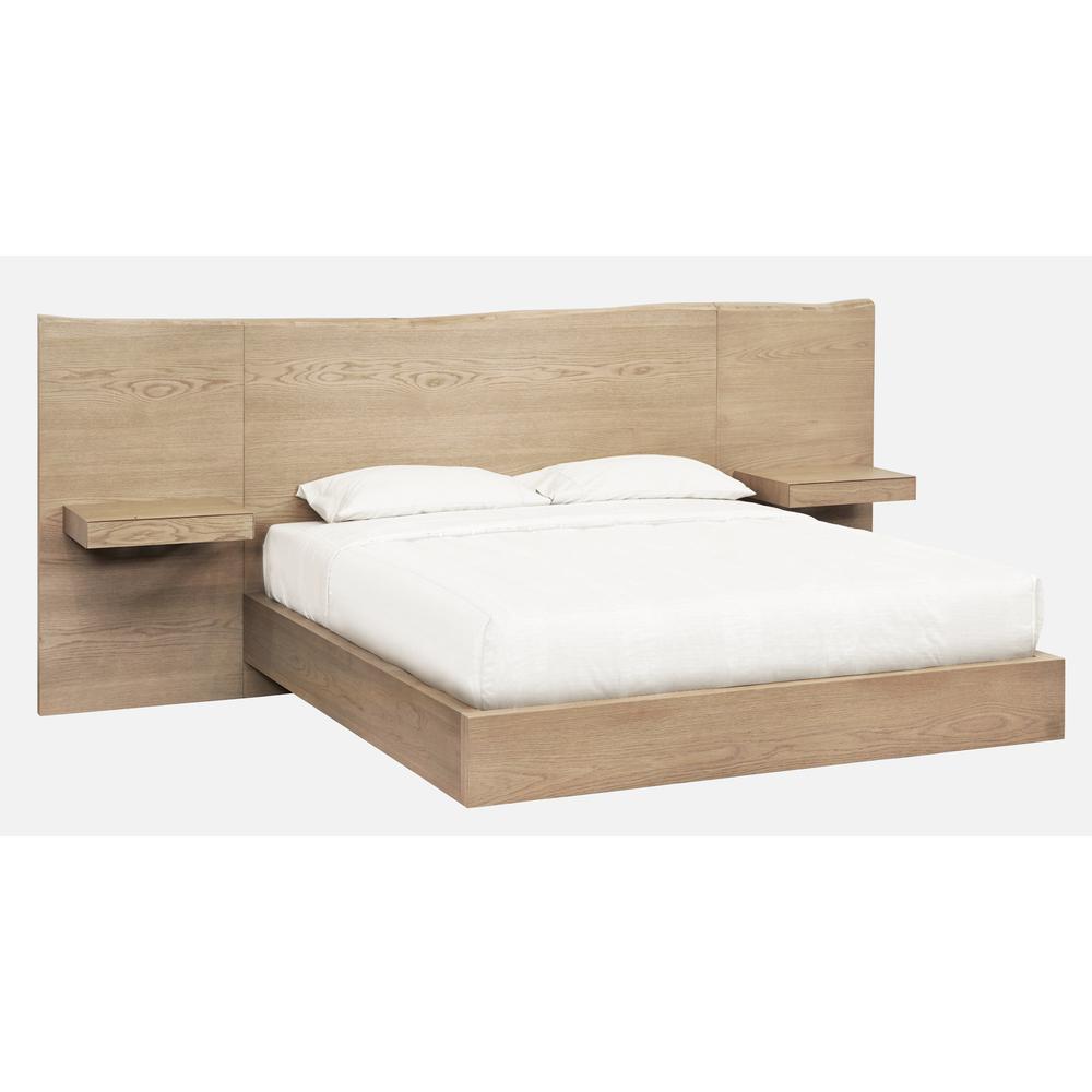 One Coastal Modern Live Edge Wall Bed with Floating Nightstands in Bisque. Picture 3
