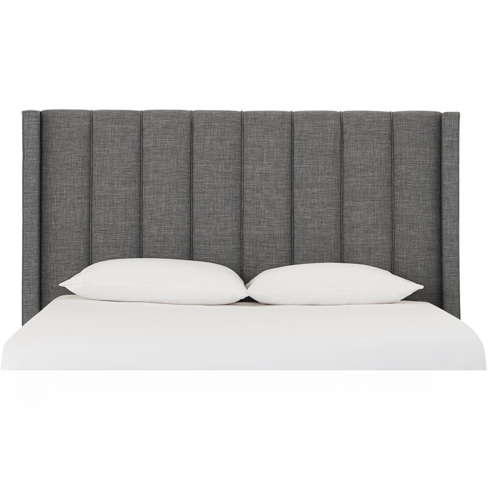 Palermo Wingback Upholstered Headboard in Dark Stone Linen. Picture 1
