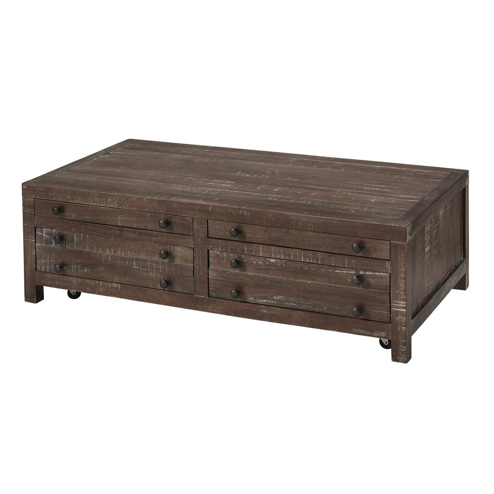 Townsend Solid Wood Castered Coffee Table in Java. Picture 4