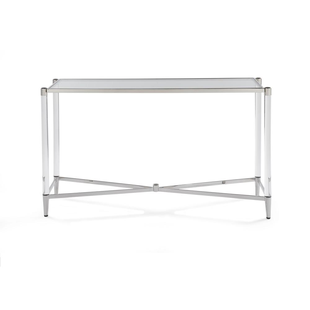 Marilyn Glass Top and Steel Base Rectangular Console Table. Picture 4