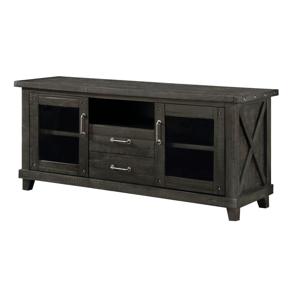 Yosemite Solid Wood Two Drawer Media Console in Cafe. Picture 3