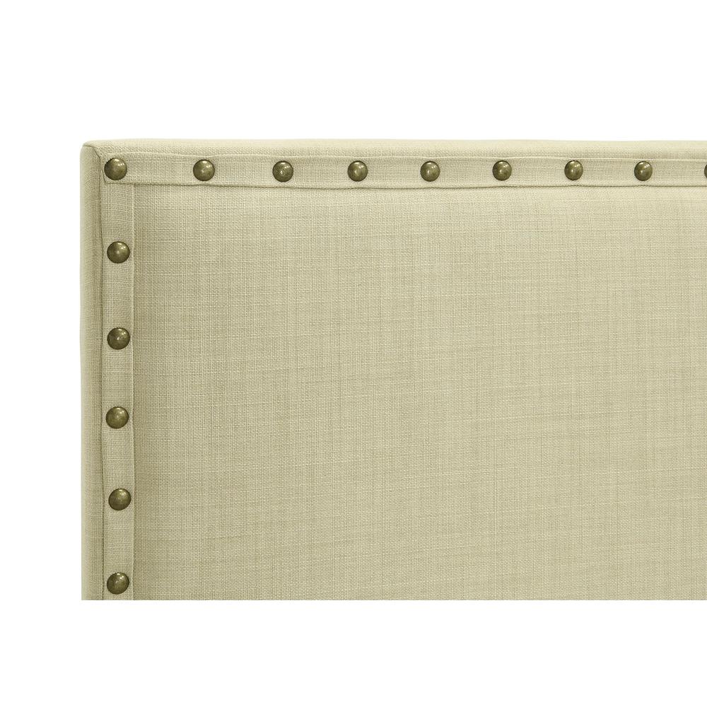 Tavel Nailhead Upholstered Platform Bed in Tumbleweed. Picture 4