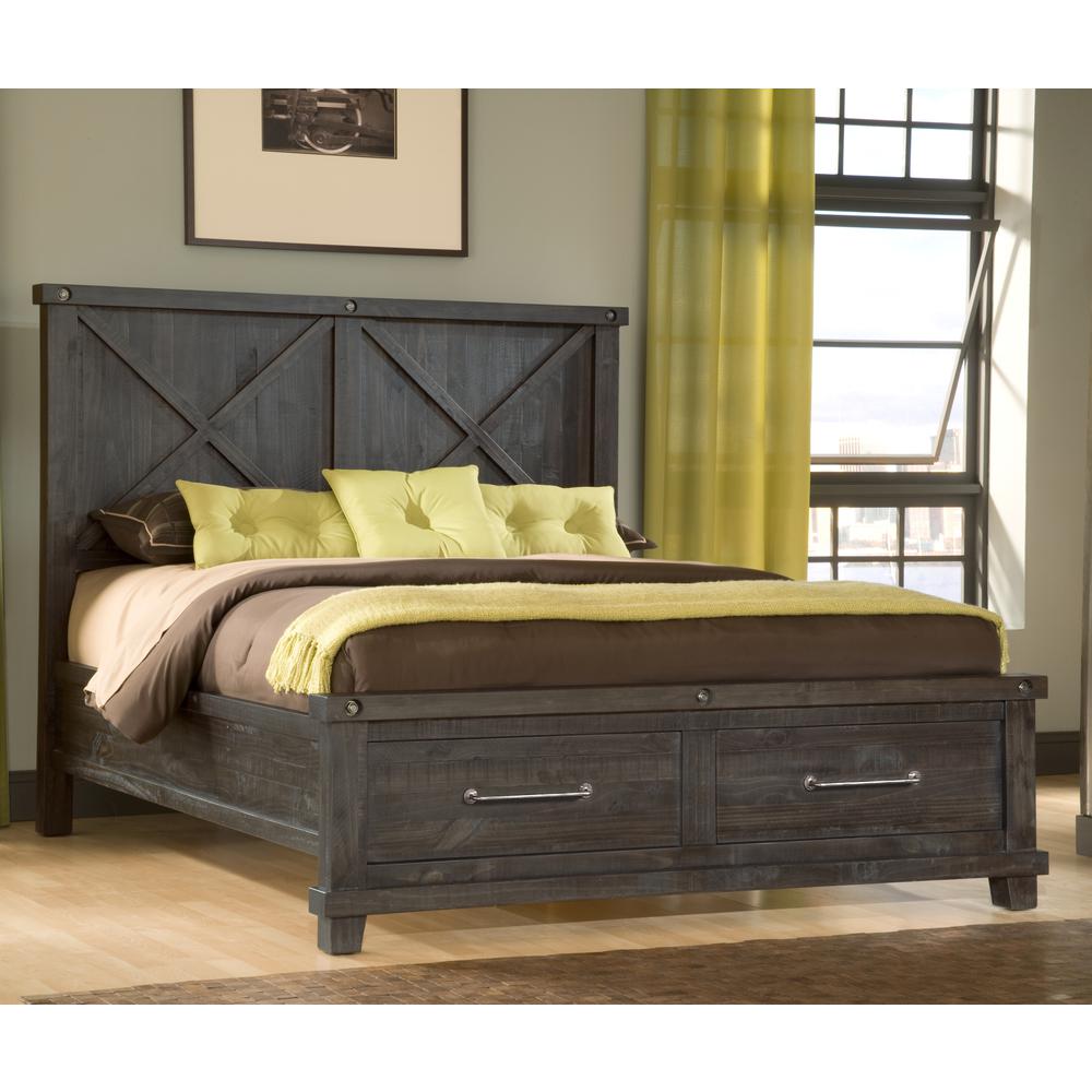 Yosemite Solid Wood Footboard Storage Bed in Cafe. Picture 1