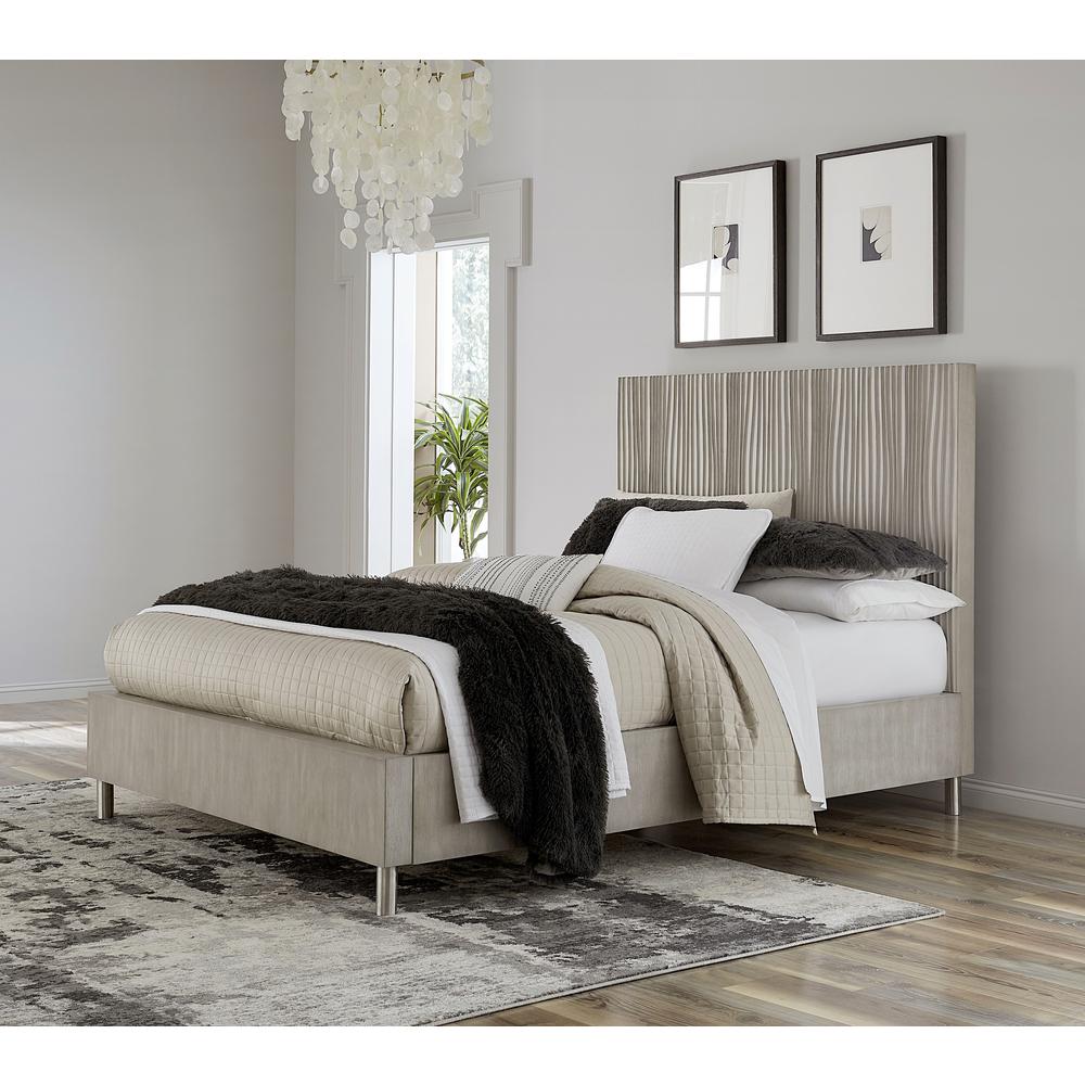 Argento Wave-Patterned Bed in Misty Grey. Picture 1