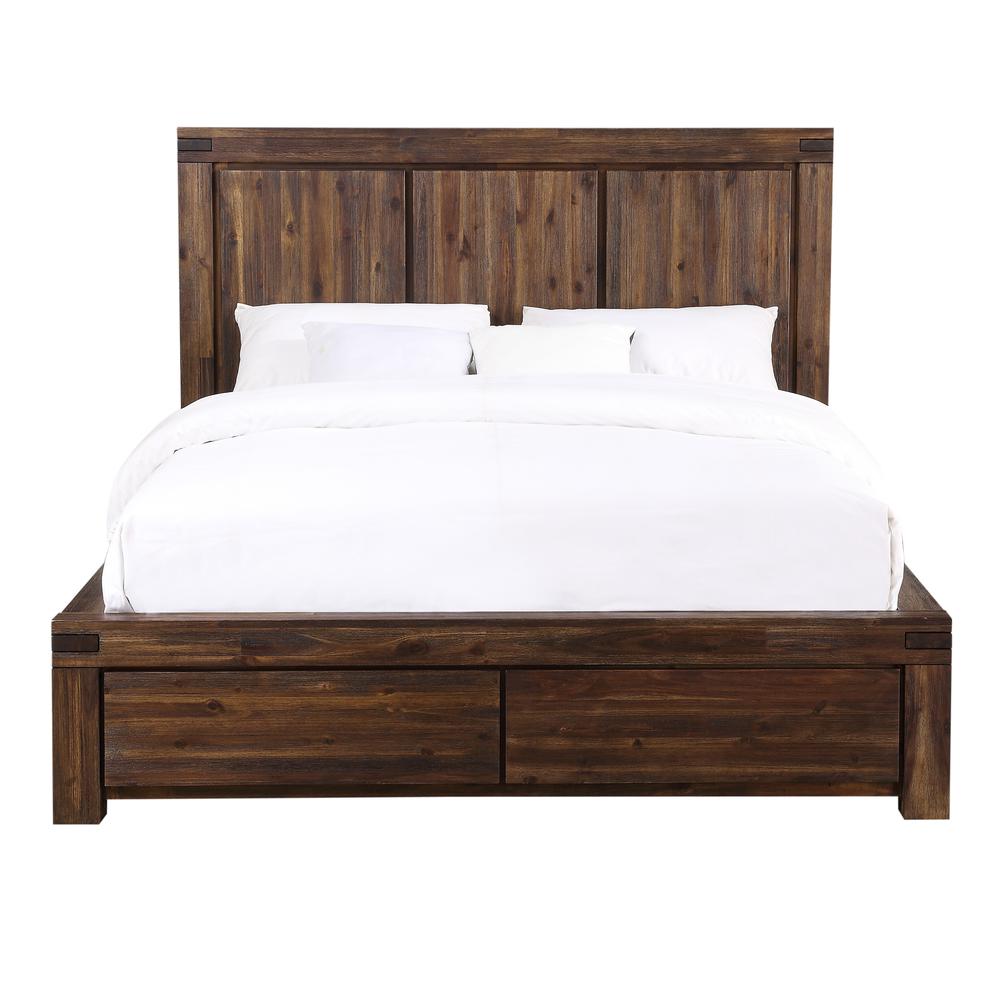 Meadow Solid Wood Footboard Storage Bed in Brick Brown. Picture 2