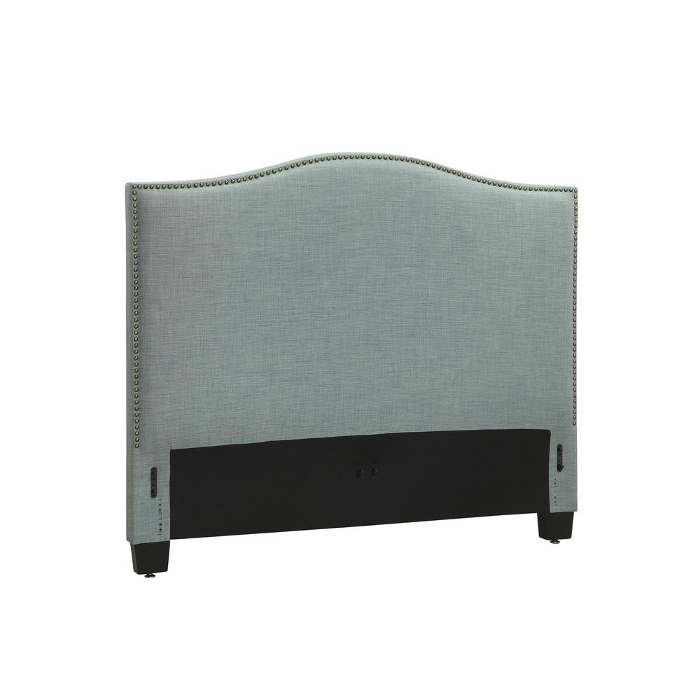 Ariana Camelback Upholstered Headboard in Bluebird Linen. Picture 4