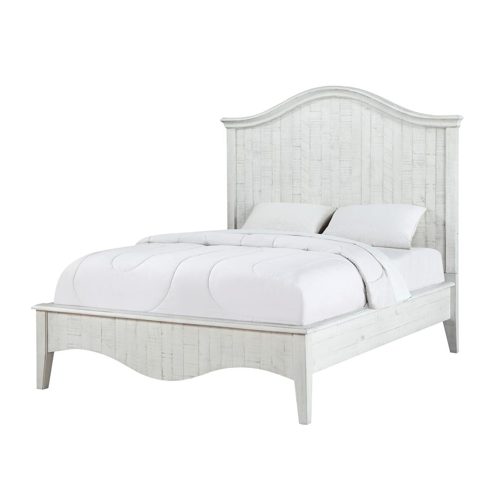 Ella Solid Wood Crown Bed in White Wash. Picture 5