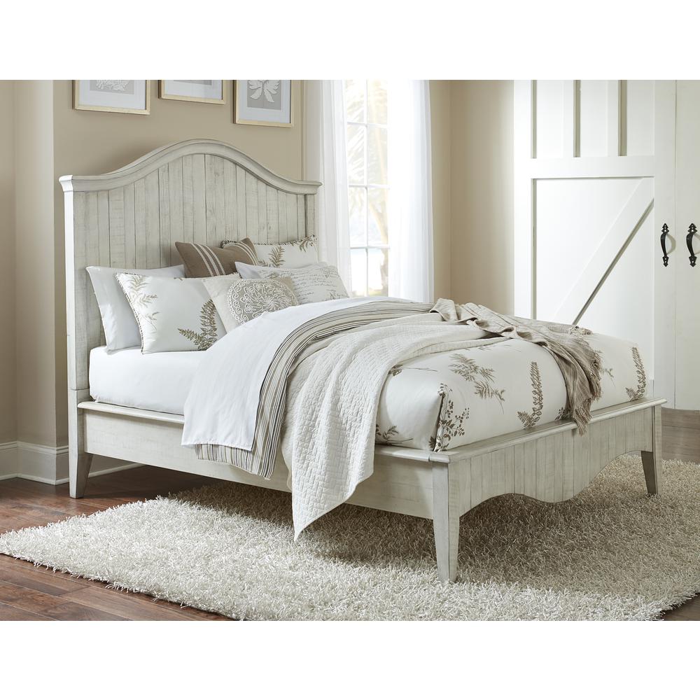 Ella Solid Wood Crown Bed in White Wash. Picture 1