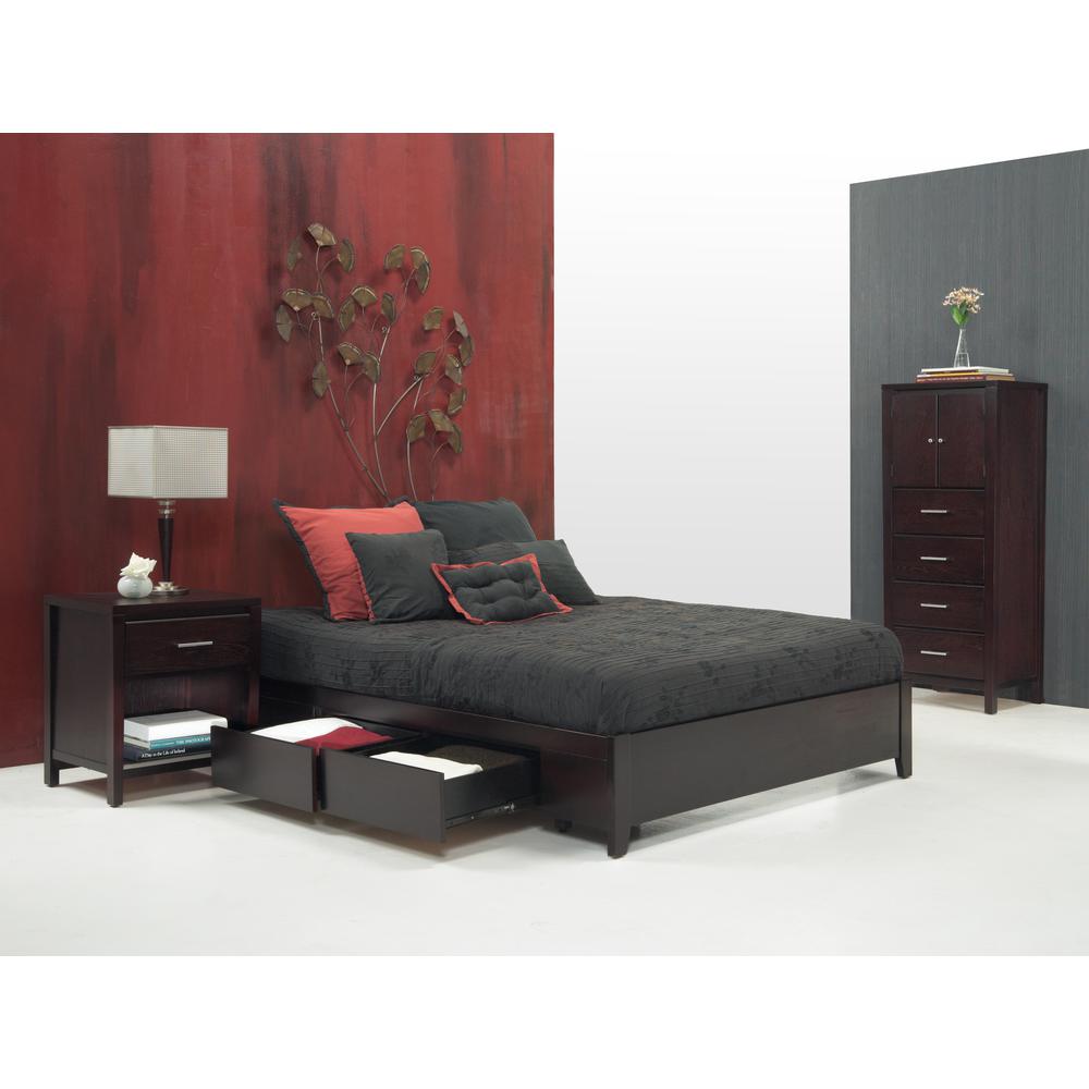 Simple Wood Storage Bed in Espresso. Picture 8