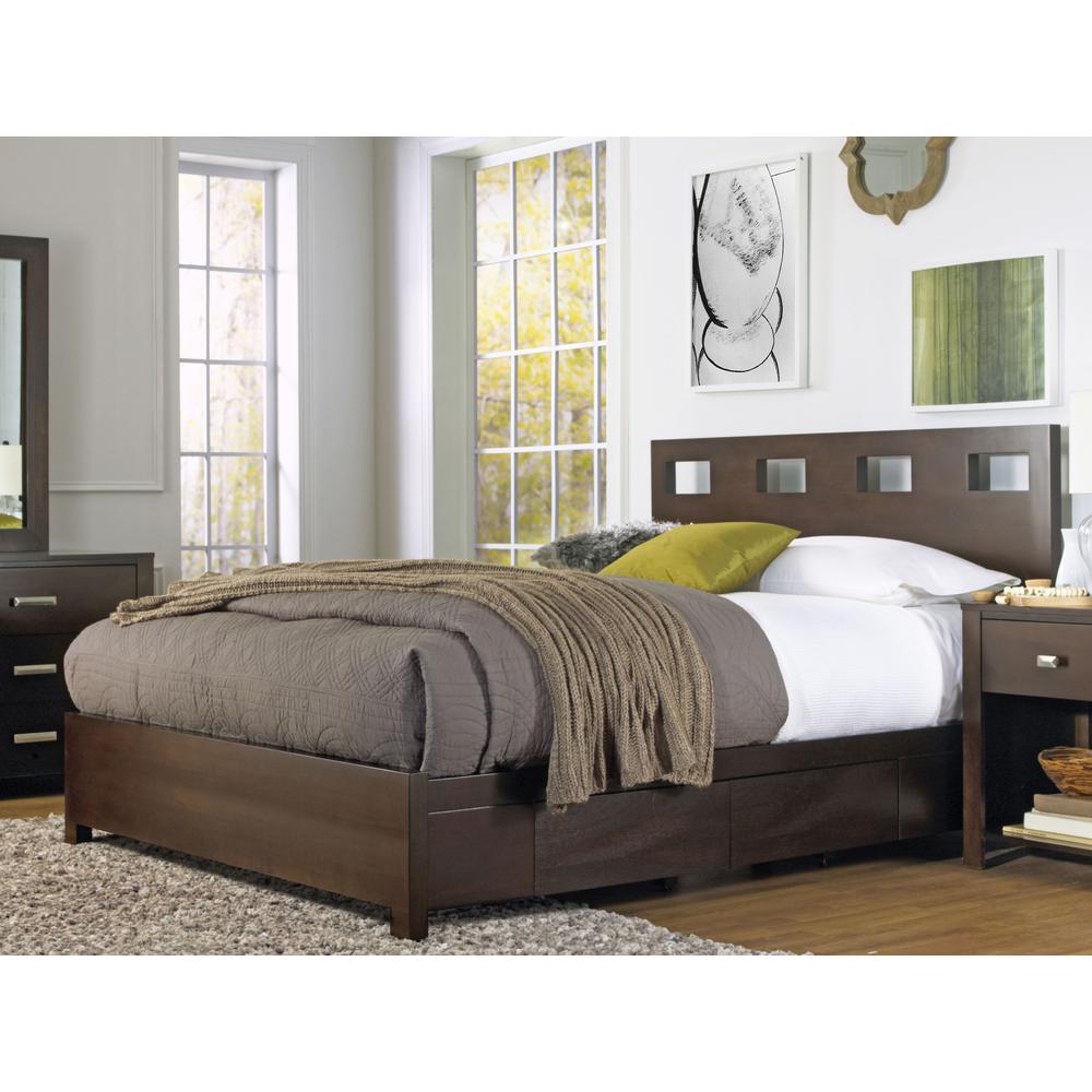 Riva Wood Storage Bed in Chocolate Brown. Picture 1