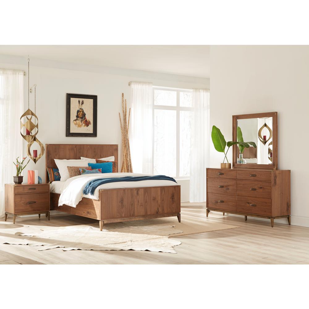 Adler Wood Panel Bed in Natural Walnut. Picture 3