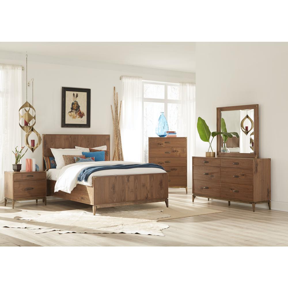 Adler Wood Panel Bed in Natural Walnut. Picture 2