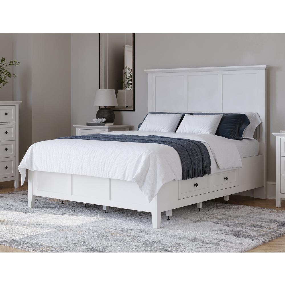 Grace Four Drawer Platform Storage Bed in Snowfall White. Picture 1