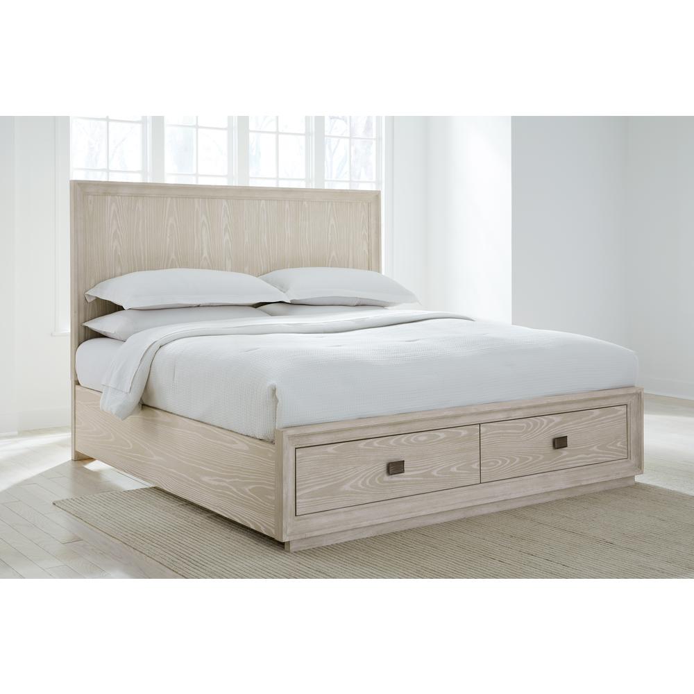 Maxime Two Drawer Footboard Storage Platform Bed In Ash. Picture 1