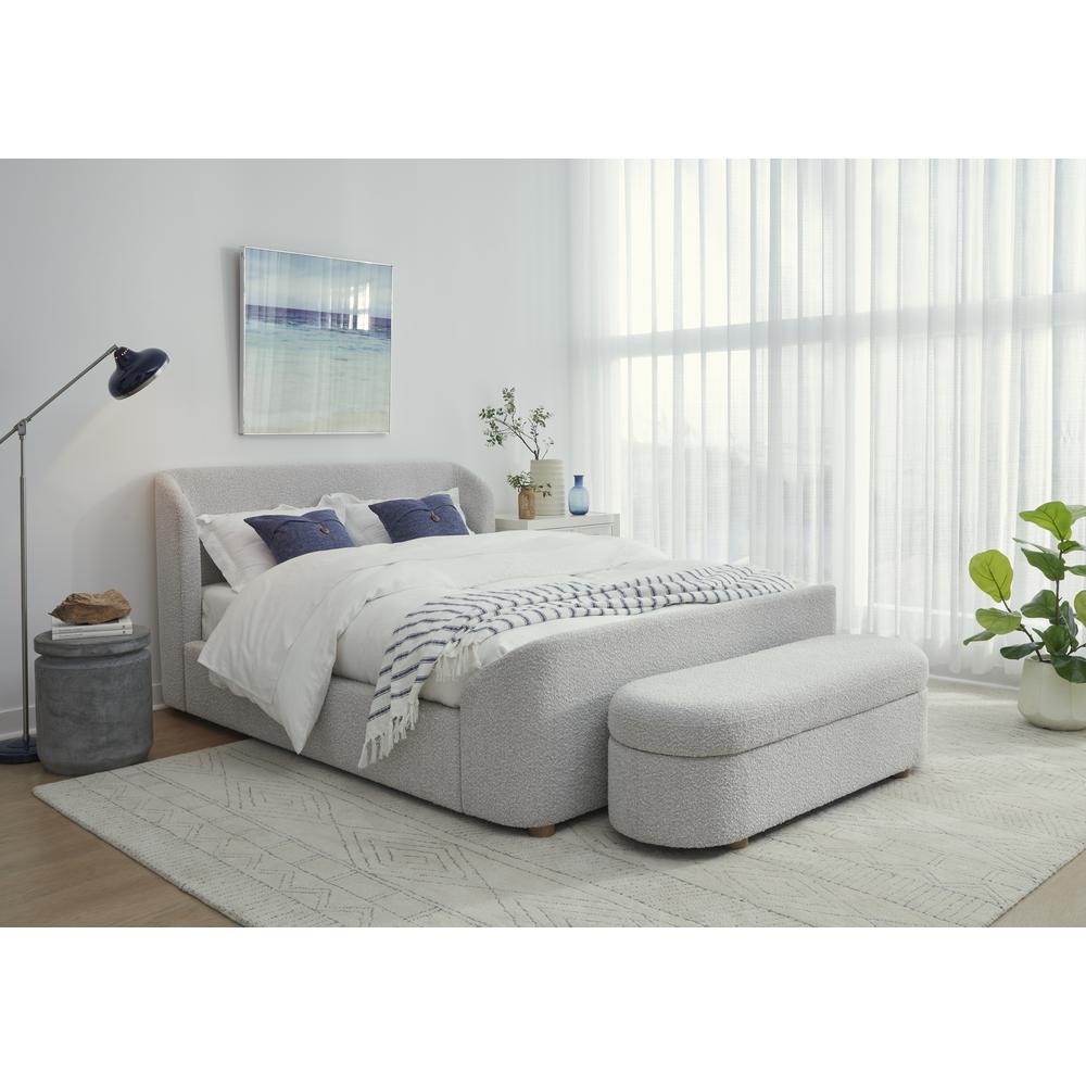 Kiki Upholstered Platform Bed in Cotton Ball Boucle. Picture 1