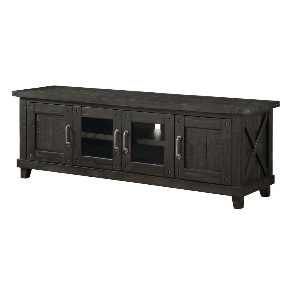 Yosemite Solid Wood Four Door Media Console in Cafe. Picture 3