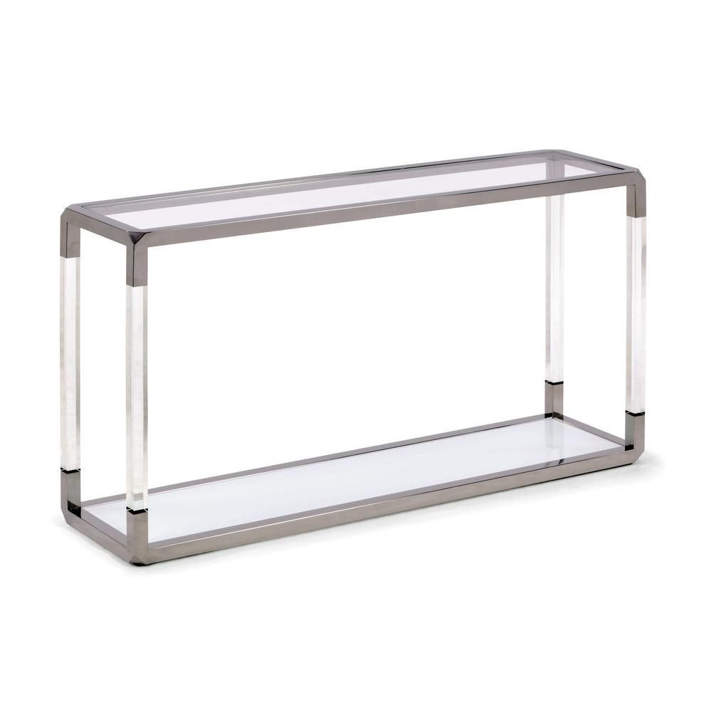 Jasper Console Table in Acrylic/White Glass/PSS. Picture 4