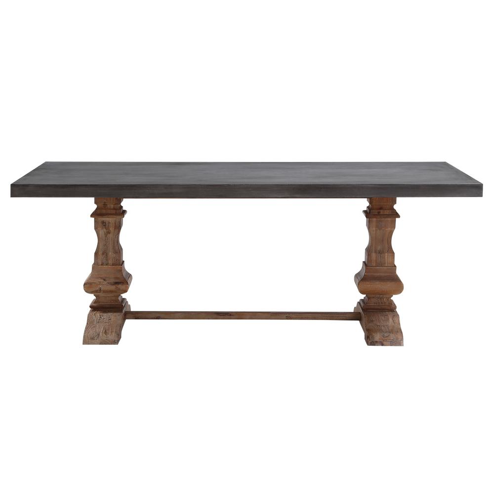 Thurston Concrete and Solid Wood Rectangular Dining Table. Picture 2