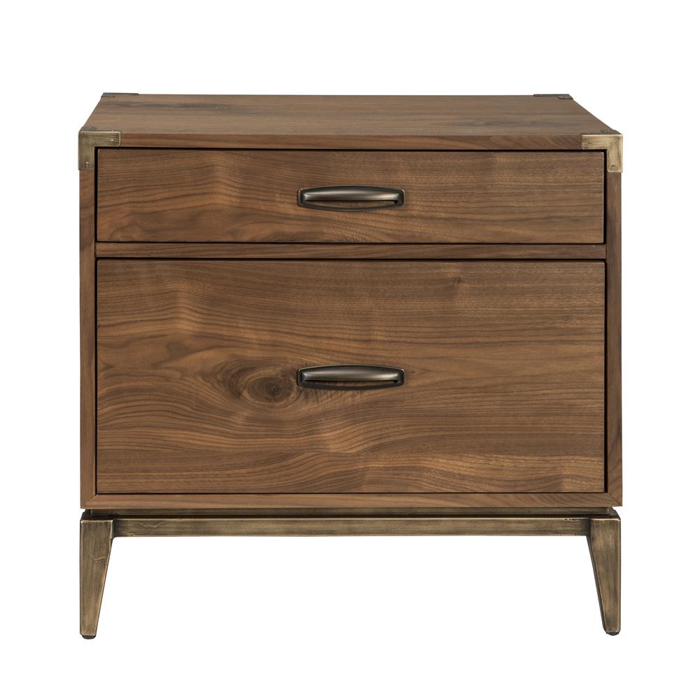 Adler Two Drawer Nightstand in Natural Walnut. Picture 4