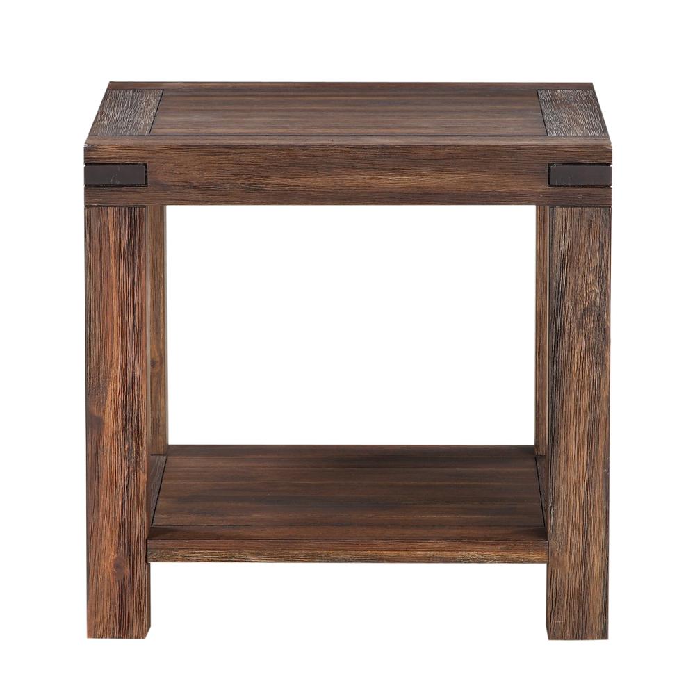 Meadow Solid Wood Rectangular Side Table in Brick Brown. Picture 4