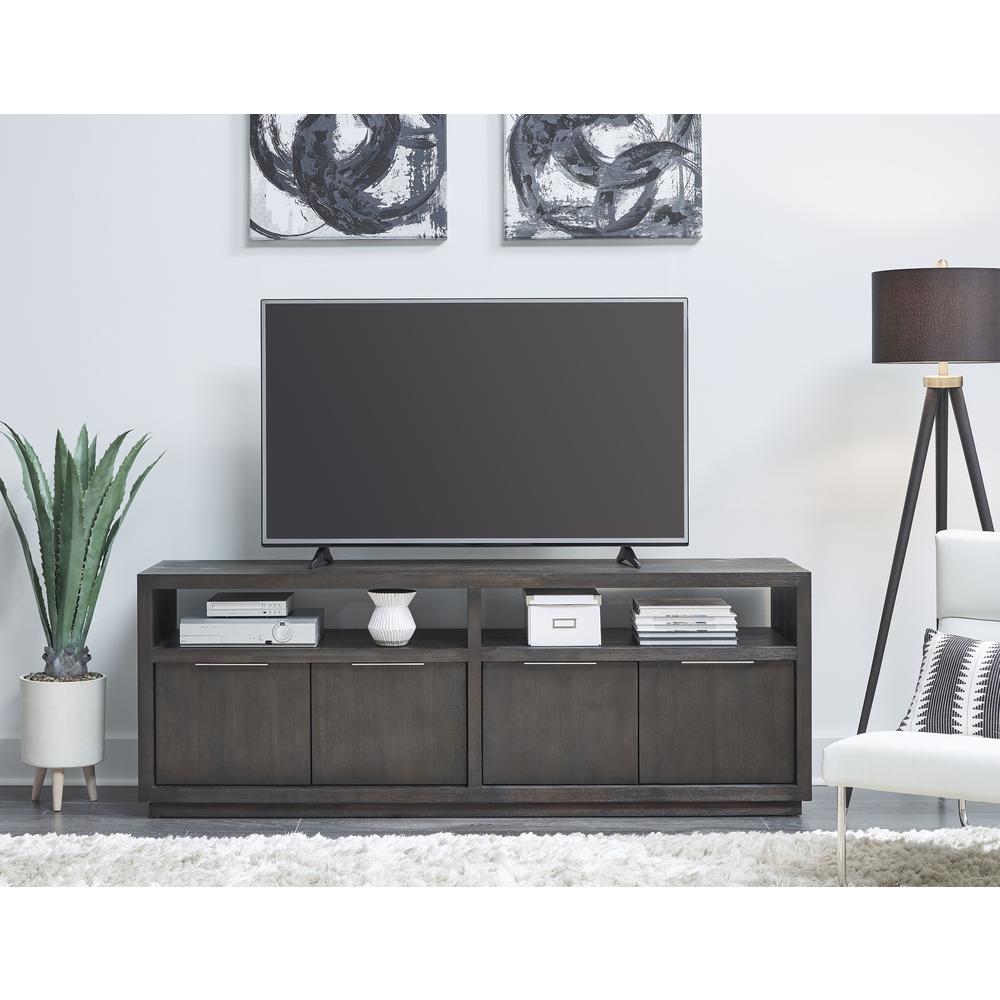 Oxford Solid Wood 74 inch Media Console in Basalt Grey. Picture 1