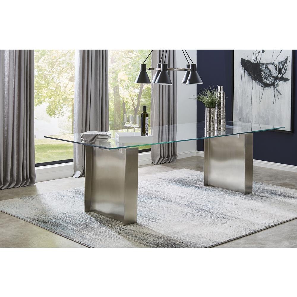 Omnia 104 inch Rectangular Dining Table Ultra Clear Glass. Picture 1