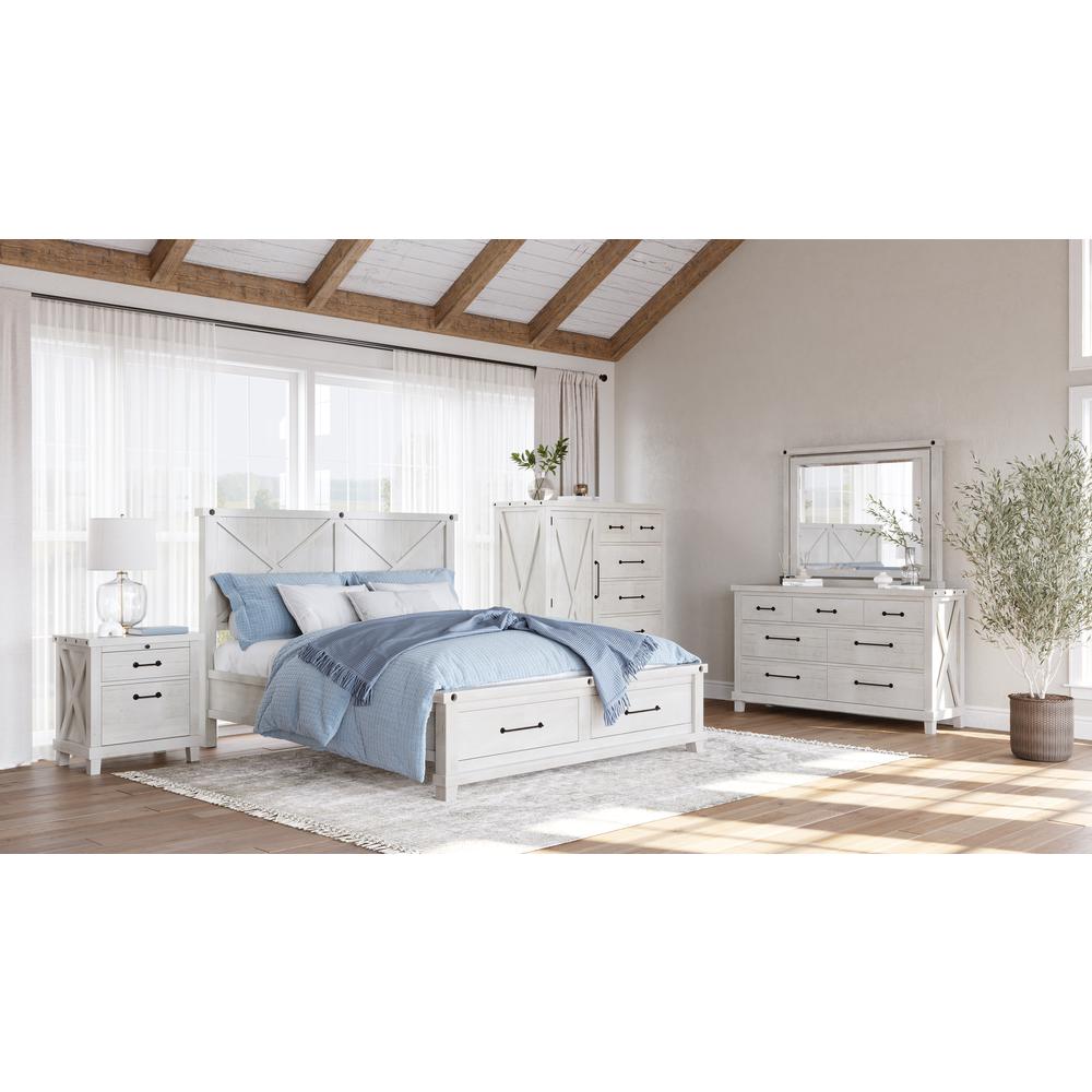 Yosemite Solid Wood Footboard Storage Bed in Rustic White. Picture 7