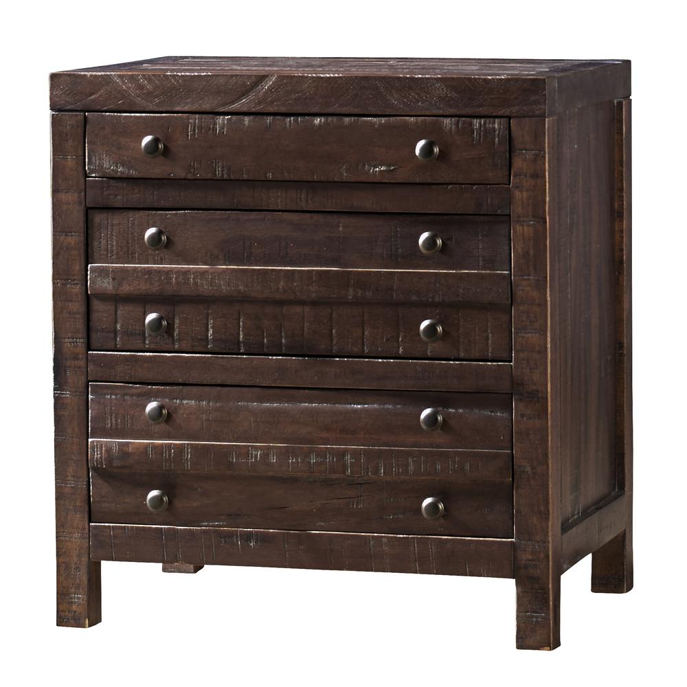 Townsend Three Drawer Solid Wood Nightstand in Java. Picture 4