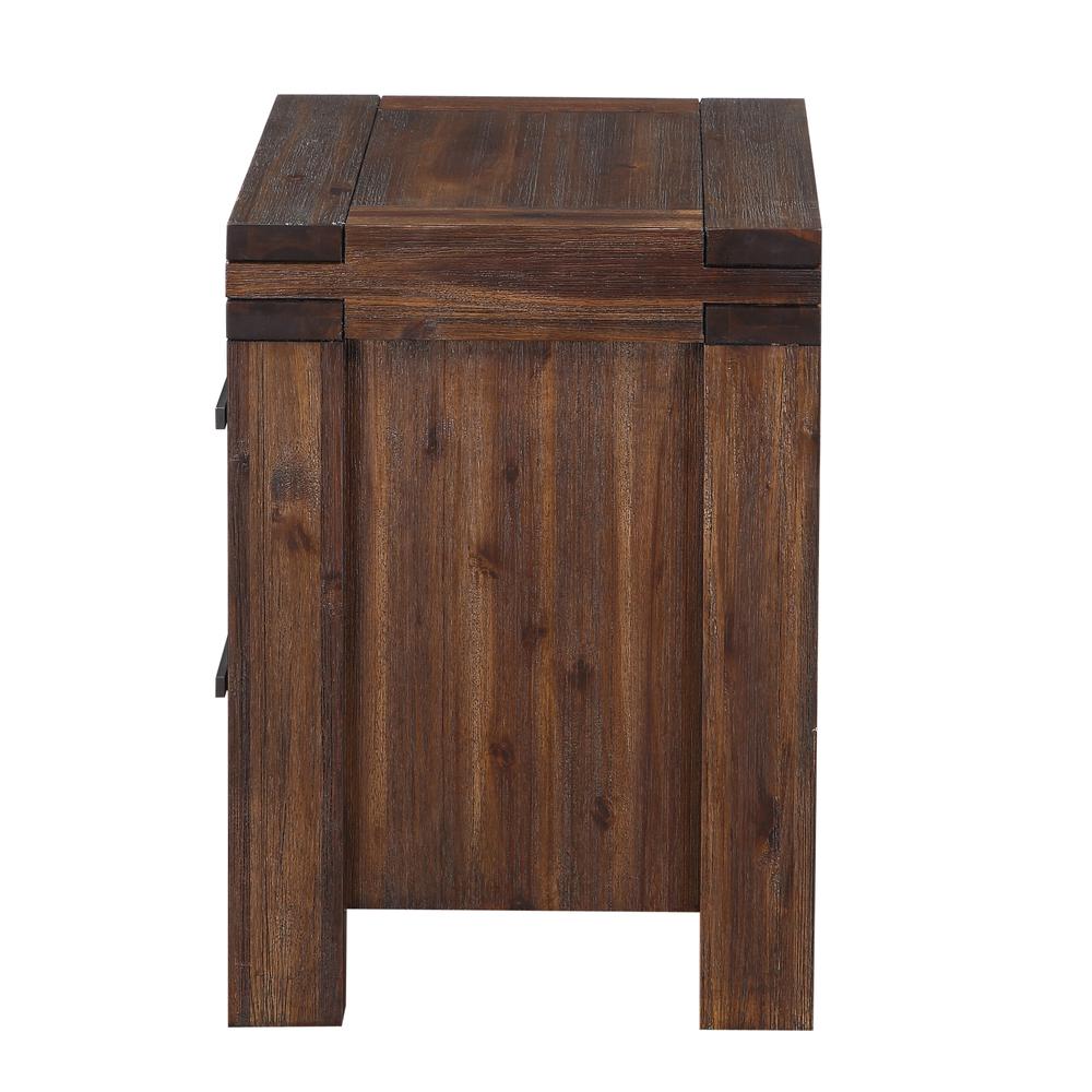 Meadow Two Drawer Solid Wood Nightstand in Brick Brown. Picture 7