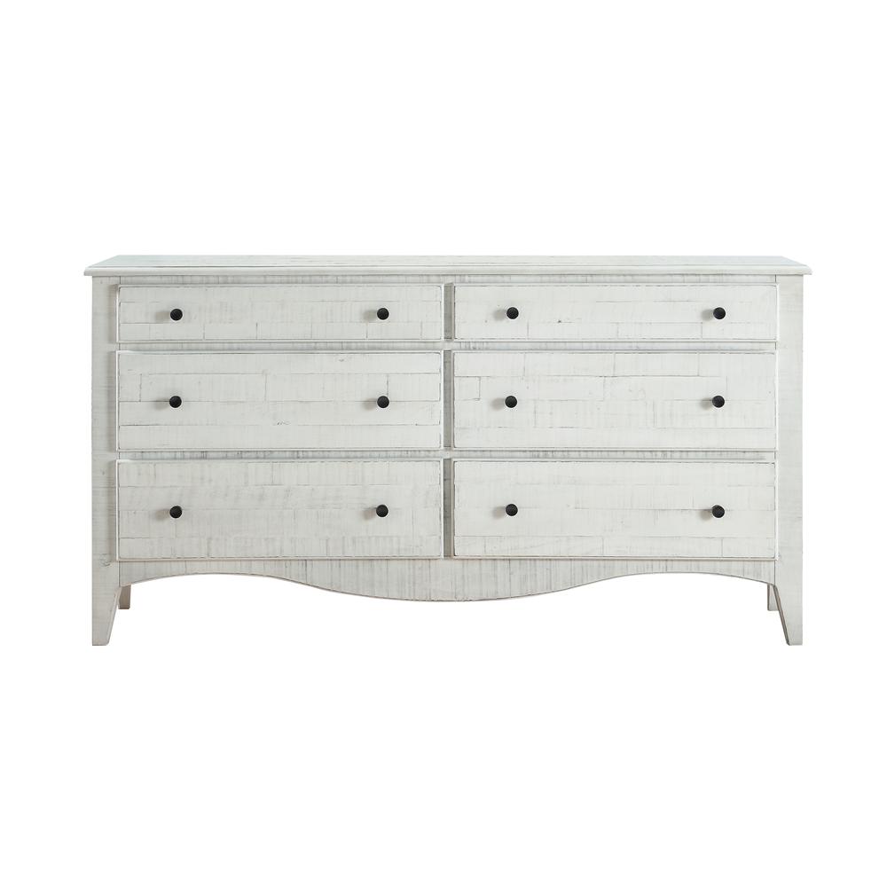 Ella Solid Wood Six Drawer Dresser in White Wash (2024). Picture 4