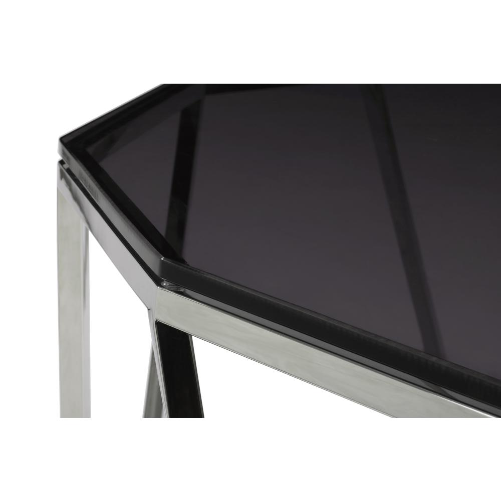 Aria Smoked Glass and Polished Stainless Steel End Table. Picture 4