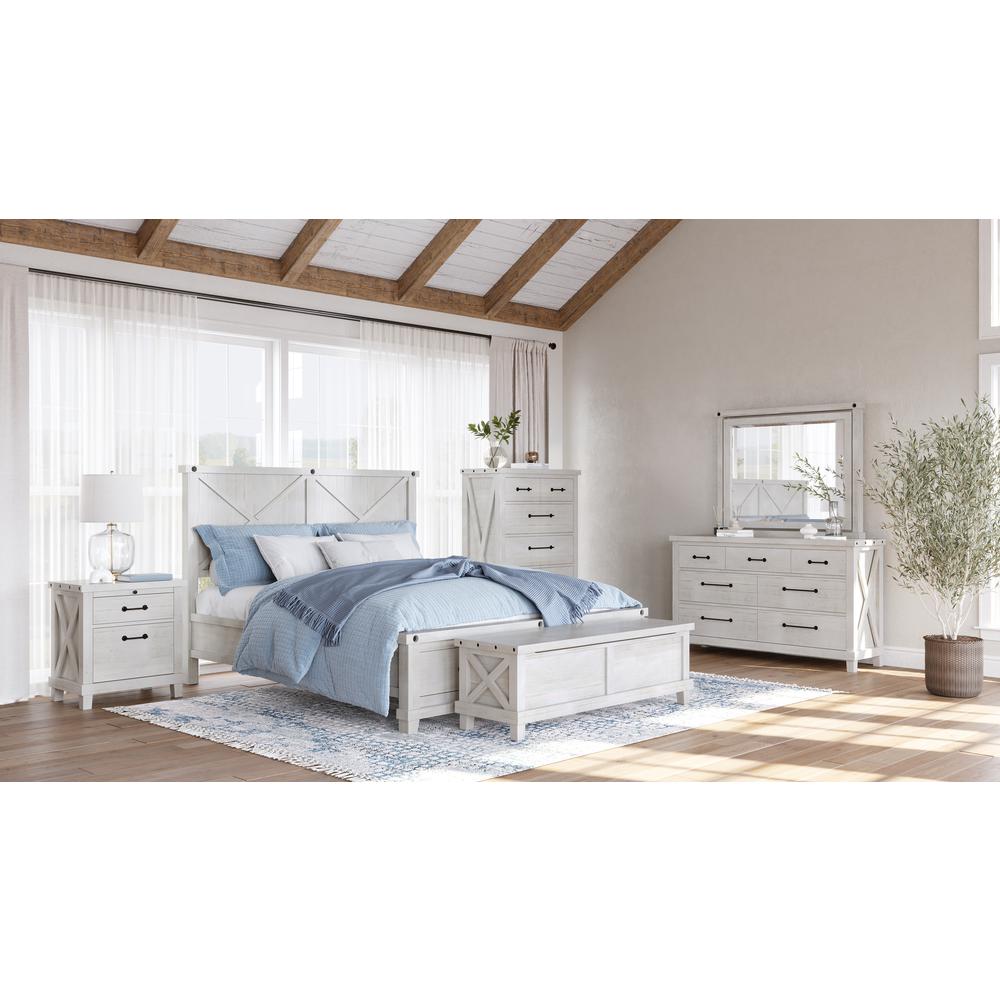 Yosemite Solid Wood Footboard Storage Bed in Rustic White. Picture 6