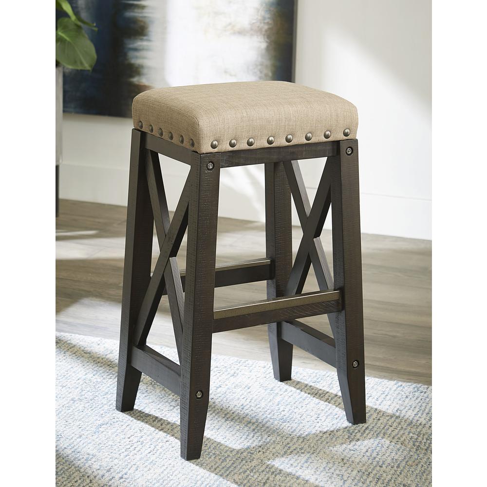 Yosemite Solid Wood Upholstered Bar Stool in Cafe. Picture 1