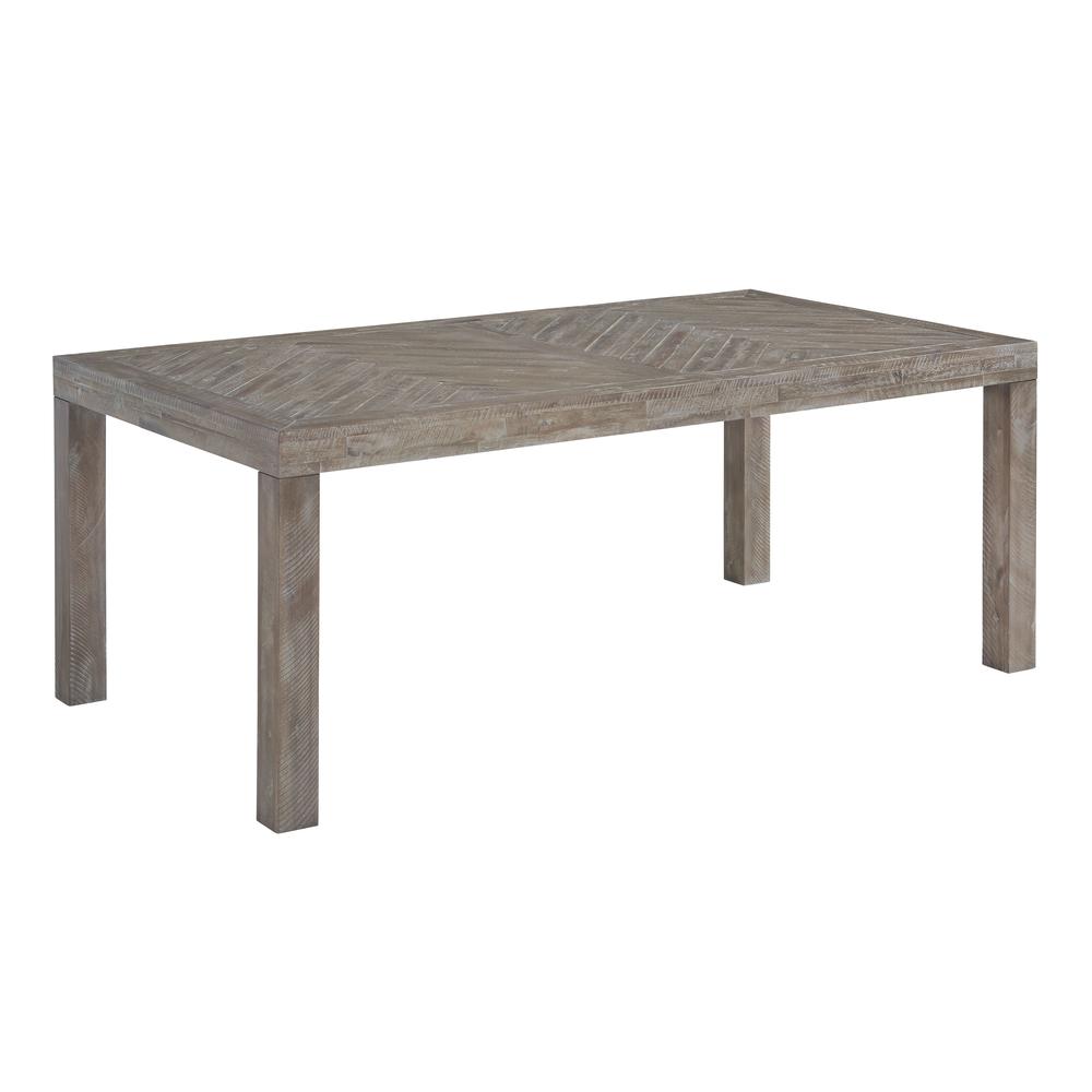 Herringbone Solid Wood Rectangular Dining Table in Rustic Latte. Picture 4
