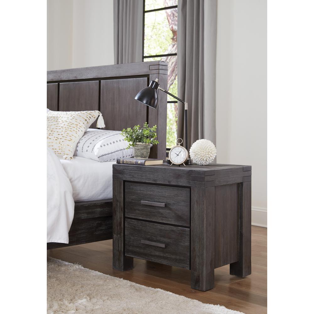 Meadow Solid Wood Two Drawer Nightstand in Graphite. Picture 1